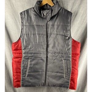 Vintage Arizona Jean Company Puffer Vest Men's Size XL Gray Red 90's Retro Y2K